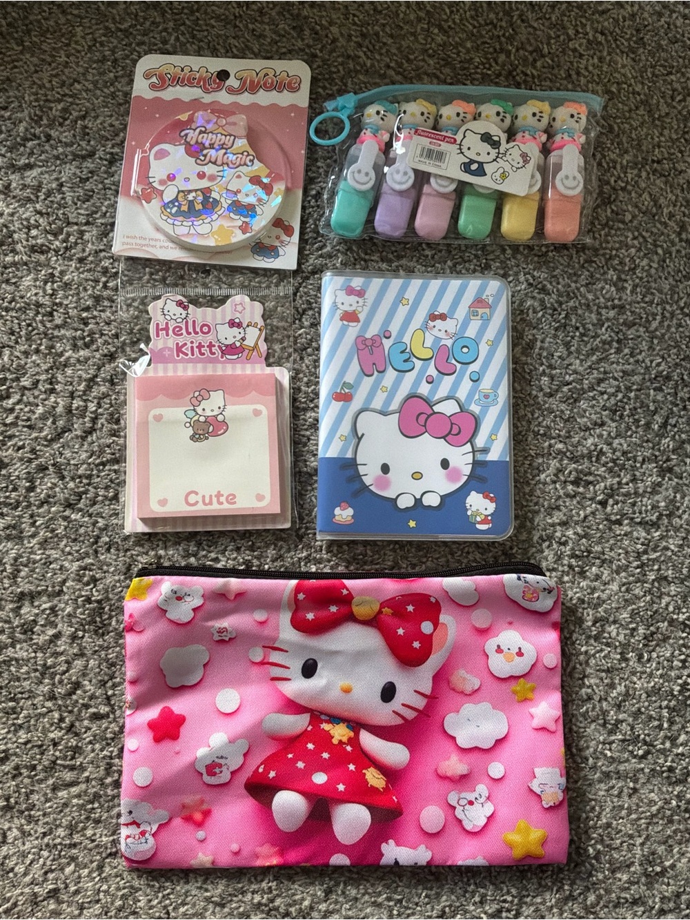 Sanrio Hello Kitty 5 Piece Stationery Bundle Lot